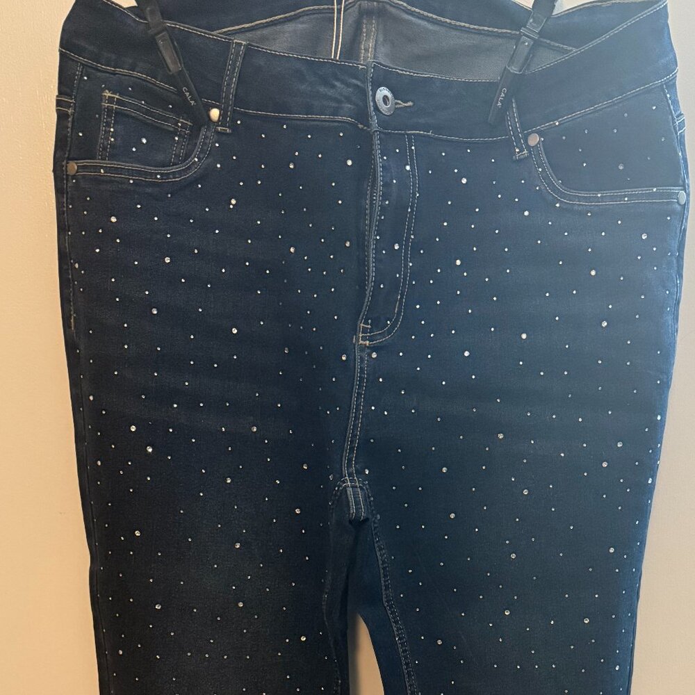 Bloomchic dark jeans with rhinestones size 16